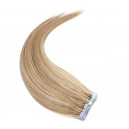 60cm Tape hair / pu extension / Tape IN lidské vlasy remy – světlý melír