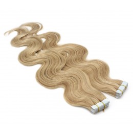 Vlasové pásky Tape in 60cm, 20 pramenů, vlnité - přírodní/světlejší blond